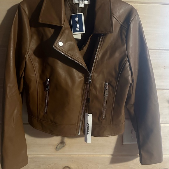 NWT VIGOSS Kamrynn Moto Jacket Brown med - Picture 3 of 5
